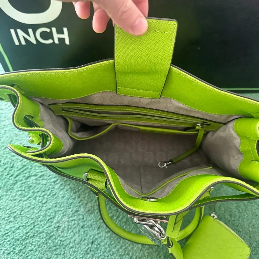 Michael Kors Vibrant Green Satchel and Wallet - Picture 3 of 7